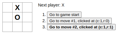 tic-tac-toe bold text of currently selected item in move list