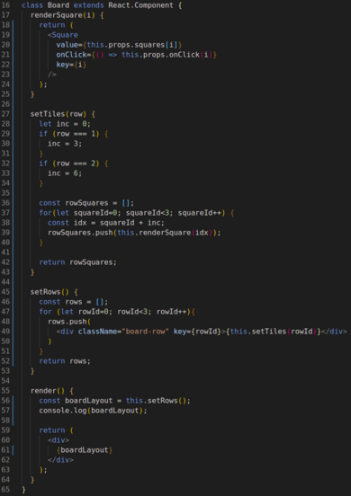 Two loops in the code automate creating the board